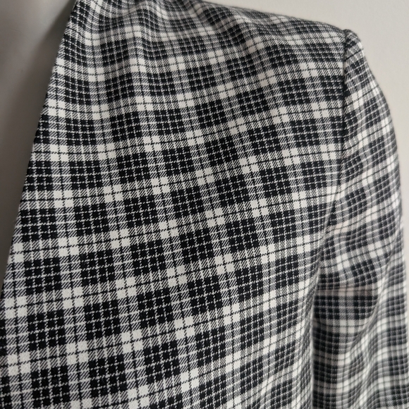 BABATON Black and White Plaid Blazer with Notched Lapel - Picture 2 of 13